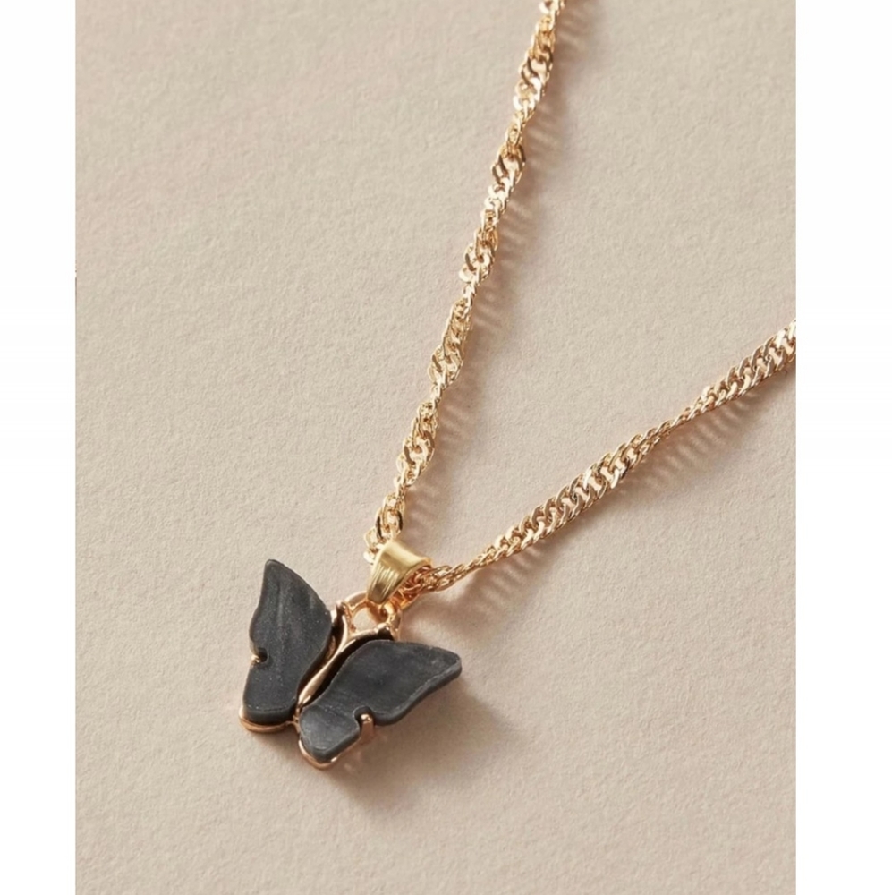 Butterfly Earrings & Necklace Set, Black & Gold - Picture 3 of 3